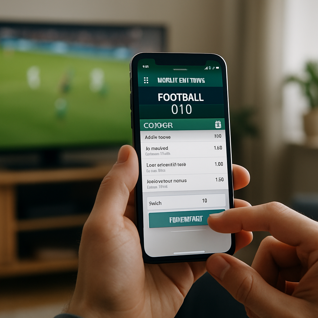 A person quickly reviews football selections and stake in a mobile betting coupon before